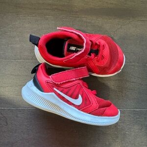Nike Kids Red and White Velcro Athletic Sneakers